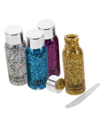HAPINARY 4pcs Set Colorful Eye Shadow Body Glitter Spray Glitter Body Lotion Rainbow Face Glitter Liquid