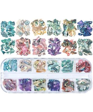 12 Grids Nail Art Shell Flakes Fragments Texture 3D Nail Charm Nail Art Decoration Manicure DIY Accessories - Buy Online on SooperMarket.com