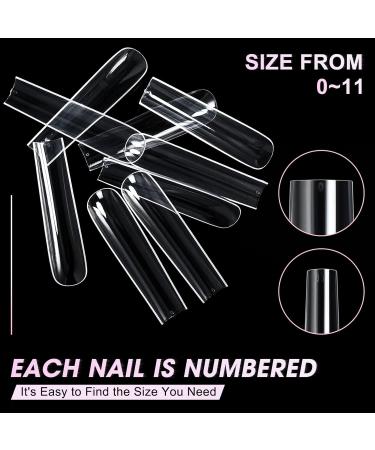 AORAEM Extra Long Square Nail Tips - 240PCS XXXL Clear Full Cover Fake Nails for Acrylic Nails | 12 Sizes Tapered Square Press-On Nails with Box - Perfect for Salons & DIY Home Use - Buy Online on SooperMarket.com