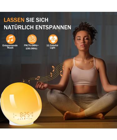 Buy Togaga Light Alarm Clock - Sunrise Sunset Simulation Dual Alarms 11 Colors & 7 Natural Sounds - Perfect Bedside Lamp for Adults - Buy Online on SooperMarket.com