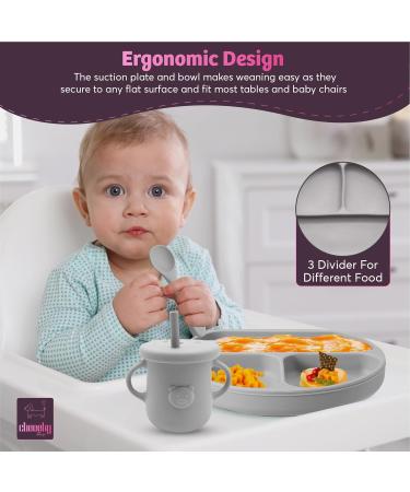 CHEEKYCHOPS 9 PCS Baby Weaning Set & Ebook - Slate Grey | Baby Plate, Bib, Cup, Bowl, Spoon & Recipe Ebook - Buy Online on SooperMarket.com