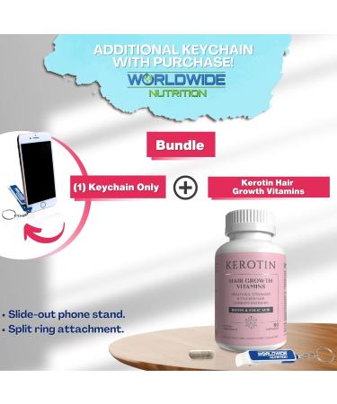 Worldwide Nutrition Kerotin Hair Growth Vitamins - Biotin DHT Blocker Supplement & Key Chain - 60 Count for Natural Hair Strength - Buy Online on SooperMarket.com