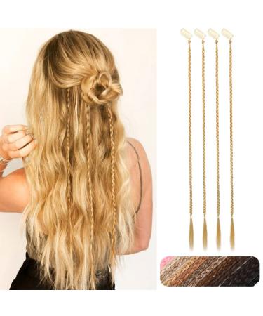 REECHO Clip in Braided Hair Extensions 4PCS Baby Braids Extensions 22 Long Natural Soft Synthetic Hairpieces for Women - Golden Blonde 22 Inch (Pack of 4) Golden Blonde