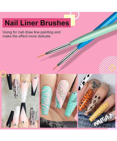Saviland 8pcs Nail Art Brushes Set - Color Handle Gel Polish Painting Tools for Salon & DIY Manicure - Nail Extension Gel Brush, Liner Brush, Dotting Pen - Buy Online on SooperMarket.com