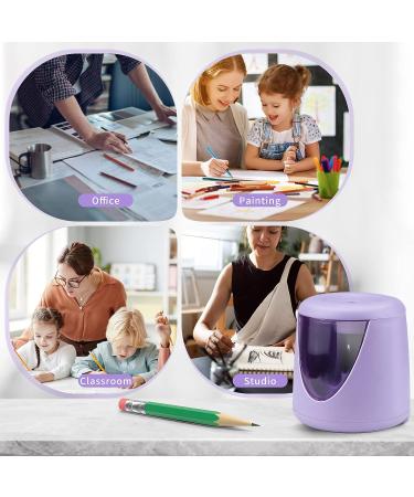 Electric Pencil Sharpener - AZLNRMU Cute Design Pencil Sharpener with Pencil Saver Suitable for Colored Pencils(6-8.5mm)  Blade to Fast Sharpen  Gift for Students/Primary School/Office (Purple) - Buy Online on SooperMarket.com