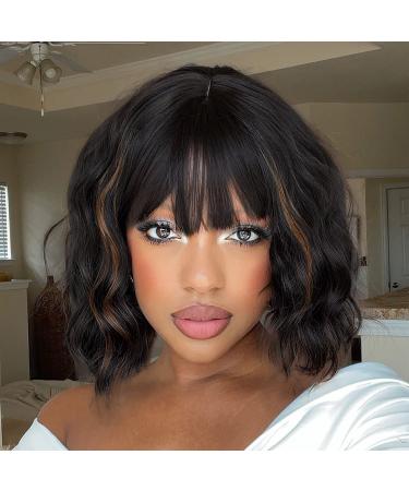 Colorfulpanda Short Black & Brown Wigs for Women - 14 Inch Synthetic Hair Ponytail for Party & Cosplay - Buy Online on SooperMarket.com