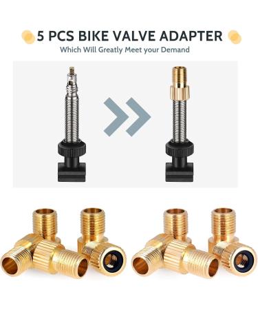5-Piece Bicycle Valve Adapter Set - All-in-One Auto Valve French Valve & Air Pump Adapters with Sealing Rings for Efficient Inflation - Buy Online on SooperMarket.com