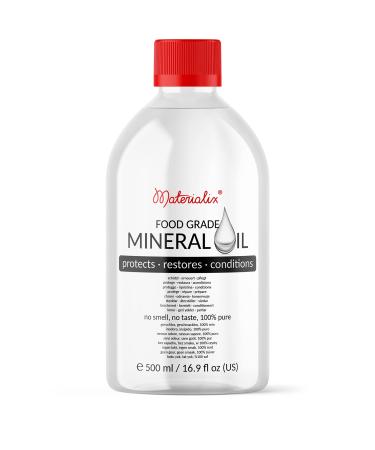 Materialix mineral oil in food quality (500ml) - for products such as wood bamboo stone slate dyi cosmetics balms creams lotions hair care bathing products ointments.