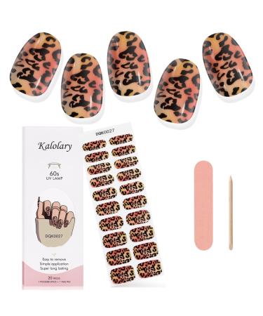 Kalolary Gel Nail Polish Strips Nail Gel Art Sticker Waterproof Full Nail Wraps Decal Sets with Nail File and Stick for Women Girls Nail Art Decor (UV/LED Lamp Required) (Leopard 1)