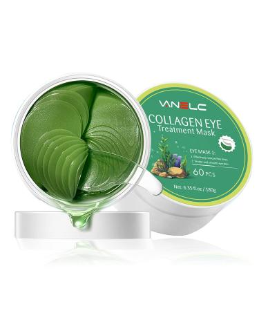 VANELC Eye Mask Under Eye Patches with Collagen Seaweed Eye Gel Treatment Masks For Dark Circles Under Eye Bags Treatment Natural Eye Masks for Puffy Eyes Under eye Dark Circles Anti-Wrinkle Green