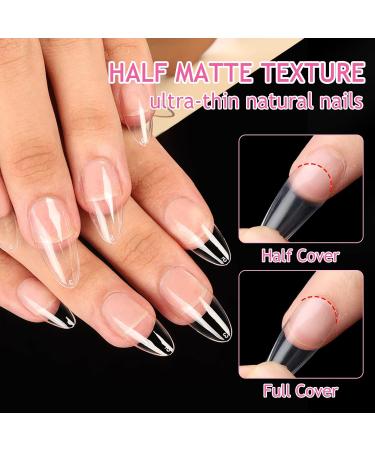 240pcs Short Almond & Square INPING Soft Gel Full Cover Nail Tips - French Acrylic Fake Nails for Manicure Salons - Pre-Shaped Mix Artificial Clear Gel Extensions with Box - Buy Online on SooperMarket.com