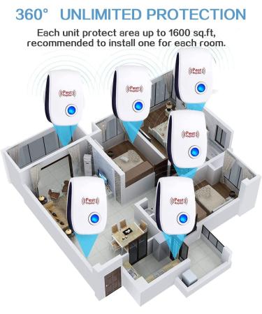 Ultrasonic Plug in Pest Repellent - Non-Toxic Pest Control for Home, Office, Warehouse, Hotel - Humans and Pets Safe (6 Packs) - Buy Online on SooperMarket.com