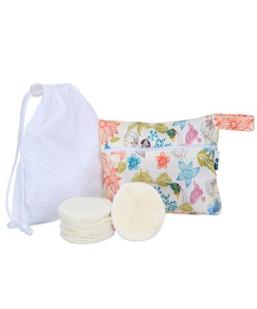 Teamoy Washable Makeup Remover Pads(Pack of 12) Reusable Makeup Remover Round Cotton for Women with Laundry and Storage Bag Jungle Jungle Wet Bag 12 Pack