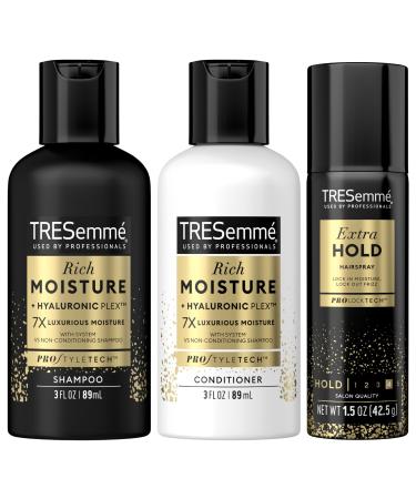 TRESemme Hair Care Travel Set Rich Moisture Shampoo & Conditioner + Extra Hold Hairspray (3 Piece Set)