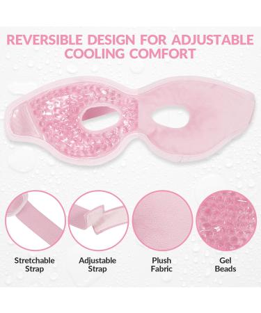 MIVORA Cooling Gel Mask for Puffy Eyes - Hot Cold Therapy for Migraine Headache, Dark Circles, Sinus Pain - Reusable - Light Blue (A-pink) - Buy Online on SooperMarket.com