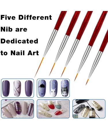 5 Pack Nail Art Eyeliner Brush Set for Precision Lines and Detailing - Buy Online on SooperMarket.com