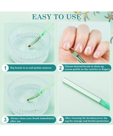3PCS Nail Clean Up Brushes for OPI - Acetone Resistant Cuticle Cleaning Nail Art Precision Tools in Jade Green - Buy Online on SooperMarket.com