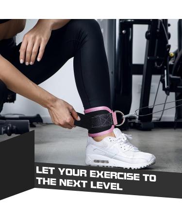 Powerfeng Ankle Strap Cable Machine - Pink Pair for Gym Glute Kickback & Leg Workout - Buy Online on SooperMarket.com