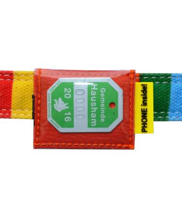 Josi.li pocket for dog brands 30x40mm nappa leather 6 colors up to 35 mm collar width 2 inner compartments address cards reference label Velcro fastener additional protection waterproof (orange)