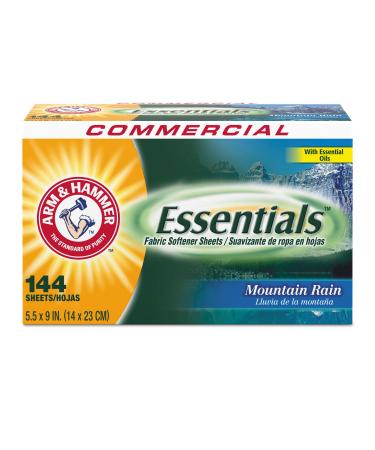 Arm & Hammer 3320000102 Essentials Dryer Sheets Mountain Rain 144 Sheets/Box 6 Boxes/Carton