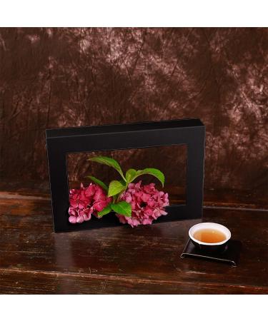 Floral Arranging Vase Set: Black Rectangle Photo Frame Shaped Plastic Ikebana Vases with Flower Frog - Ideal for Ikebana Floral Art Home Decor - Buy Online on SooperMarket.com