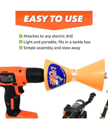 LineOFF Fishing Line Winder Spooler (Orange) - Electric Drill Powered Stripper Tool - Buy Online on SooperMarket.com