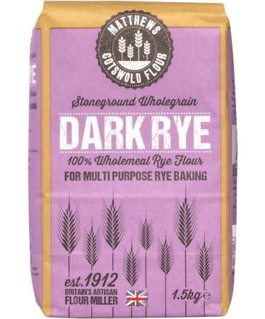 Matthews Cotswold Stoneground Wholegrain Dark Rye Flour | 100% Pumpernickel Flour | Specialty | Artisanal | Milled in Britain (1.5kg Bag (Single Bag))