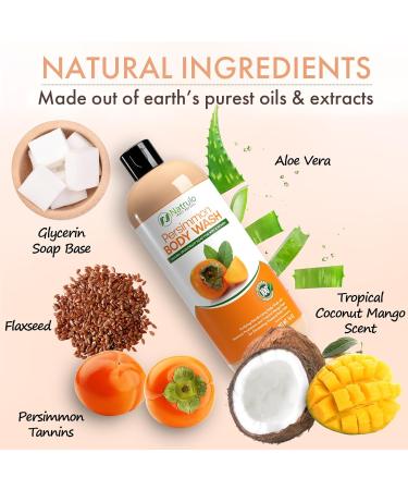 Persimmon Body Wash - Natural Deodorant Soap for Body Odor Control Eliminate Nonenal Odor Ideal for Underarms Intimate Areas & Smelly Feet - International Shipping Available - Buy Online on SooperMarket.com