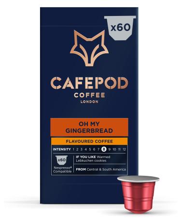 CafePod Flavoured Coffee Pods Nespresso Compatible Gingerbread 60 Aluminium Capsules Gingerbread 60 count (Pack of 1)