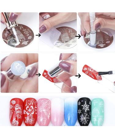 healthGUO Nail Art Stamping Plate Stamper Sponge Pen Halloween Pumpkin Bats Image Nail Polish Template Stamp Stencil Tools Kit 5 - Buy Online on SooperMarket.com