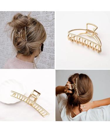 4.7 Inch Gold Metal Hair Clips 4PCS - Non-Slip Big Jaw Clips for Thick & Thin Hair - Cute Butterfly Fashion Accessory for Women & Girls - Buy Online on SooperMarket.com