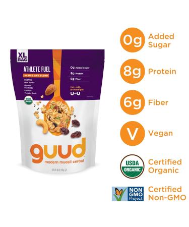 GUUD Athlete Fuel Organic Muesli Cereal 40oz (Pack of 4) | Vegan Non-GMO Blend with Oats, Raisins, Almonds, Flax Seeds, Cashews & Pumpkin Seeds - Buy Online on SooperMarket.com