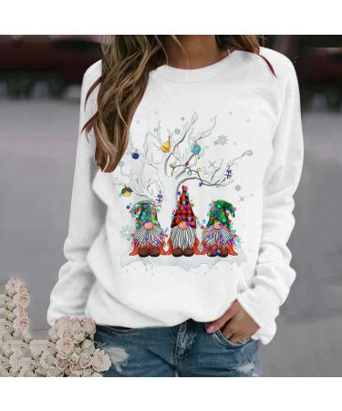 Women's Christmas Snowman Penguin Sweatshirt - Cozy O-Neck Raglan Top for Winter | Cute Xmas Jumper Sweater - Z37-White S - Buy Online on SooperMarket.com