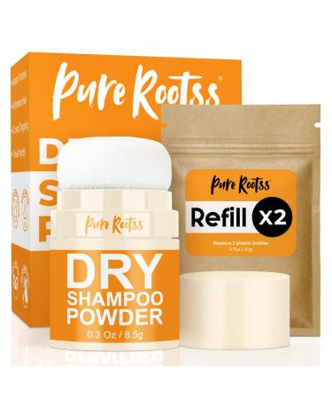 Dry Shampoo Powder and Refill X2 Unscented Non Aerosol For Dark and Blonde Hair Hair Volumizing Mattifying Root Travel Hair Styling Powder & Fuller Looking Refreshing