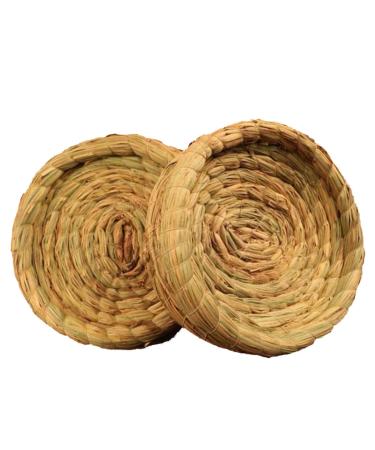 Orgrimmar 2PCS Handmade Woven Flat Base Straw Bird Nest Breeding Nest Hatch House Cage for Dove, Pigeon, Parrot, Rabbits, Hamster, Gerbil Guinea Pig, Chinchillas