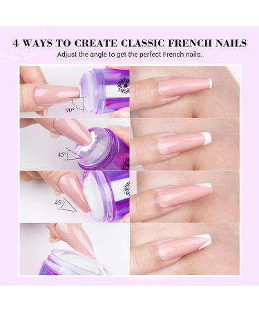 Saviland French Nail Stamper - 14PCS Silicone French Tip Stamp Kit - Purple Nail Stamper Set for French Manicure - Nail Tech Supplies Gift for Women - Buy Online on SooperMarket.com
