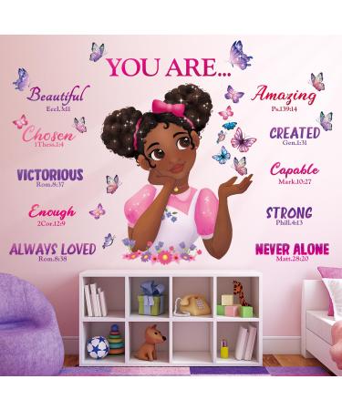 DECOWALL SG2-2315 Black Girl Magic Wall Stickers Inspirational Quotes Butterfly Wall Decals Motivational Girls Room Bedroom Baby Nursery Home Art D cor