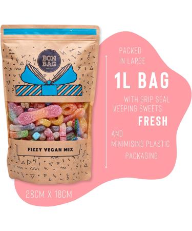 BON BAG - Vegan Fizzy Pick And Mix Sweets 1L Pouch Bags Of Sweets. Sour Fizzy Bulk Candy Assortment In Large Resealable Party Bag (800g) - Buy Online on SooperMarket.com