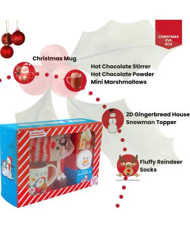 Christmas Eve box for Kids Adults - Luxury Hot Chocolate Hamper -Red and White Candy Canes Santa Mug Gingerbread Man Instant Hot Chocolate Powder Warm Socks Toppers Stirrer - Xmas Gifts Boy Girl - Buy Online on SooperMarket.com