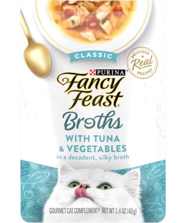 Purina Fancy Feast Grain Free, Limited Ingredient Wet Cat Food Complement, Broths Classic With Tuna - (16) 1.4 oz. Pouches
