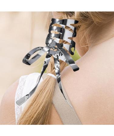 Teksome Bow Hairpin Set Retro Metal Bowknot Barrette | Single and Double Ponytail Bow Hair Clips for Women Girls Adults All Ages Kids Silver - Buy Online on SooperMarket.com