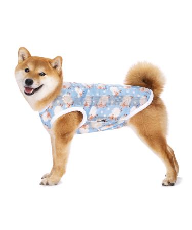 Pet clothing summer t-shirt cool breathable sun protection dog vest clothing outfit for medium-sized and large dogs (S blue sheep)