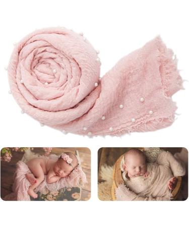 Newborn Photography Props Wrap Set with Pearl Decor - Snow Powder/Beige | Handmade Knit Blanket Swaddle for Baby Photo Shoots - Buy Online on SooperMarket.com