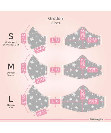 Dance Pattern Washable Cotton Mask for Kids & Adults - 2-Layer Filter Bag Nose Bracket - Oeko-Tex Standard 100 - Gray & White (M 1 Pack) - Buy Online on SooperMarket.com