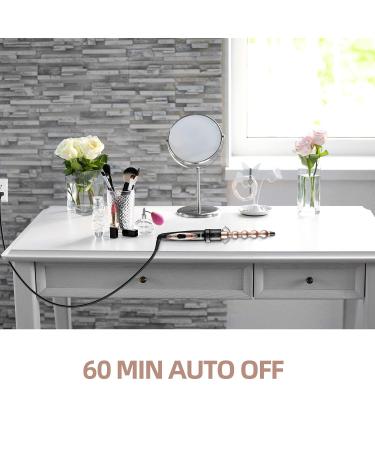 Ohuhu 7 in 1 Curling Wand Set with Interchangeable Ceramic Barrels and Heat Protective Glove - Dual Voltage Hair Curler in Rose Gold | Mother's Day Gift - Buy Online on SooperMarket.com