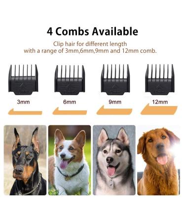 Maxshop Rechargeable Low Noise Dog Grooming Kit - Electric Clippers for Dogs and Cats - Includes Comb Guides, Scissors, and Nail Kit - Gold-1 - Buy Online on SooperMarket.com