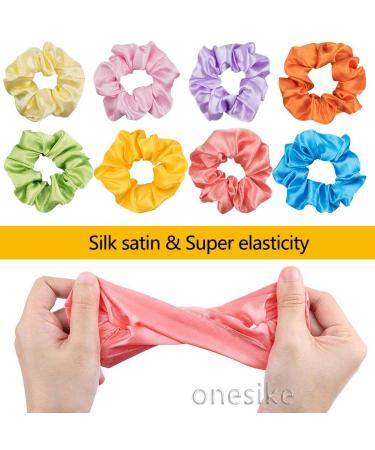 40-Piece Colorful Satin Hair Tie Set | Strong Elastic Bobble Bands & Monochrome Traceless Hair Accessories for Women & Girls - Buy Online on SooperMarket.com