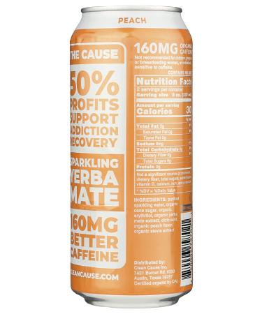 Clean Cause Peach Yerba Mate Energy Drink - 16 oz | Refreshing Boost - Buy Online on SooperMarket.com