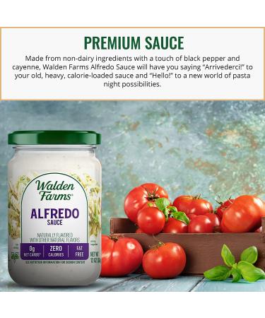 Walden Farms Light Alfredo Sauce 12 oz - Vegan & Keto Friendly, Non-Dairy Milk Substitute, 0g Net Carbs - Perfect for Chicken, Fish, Scampi & More - Buy Online on SooperMarket.com
