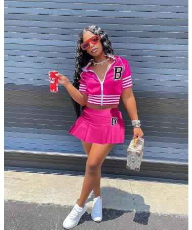 Women's Casual Sports 2 Piece Outfit Set | Tank Crop Top and Skort | Activewear Skirt Set - Rose XL - Buy Online on SooperMarket.com